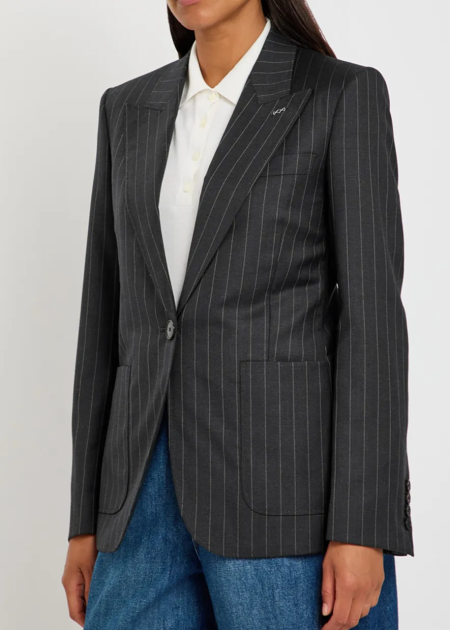 Pinstriped wool blazer