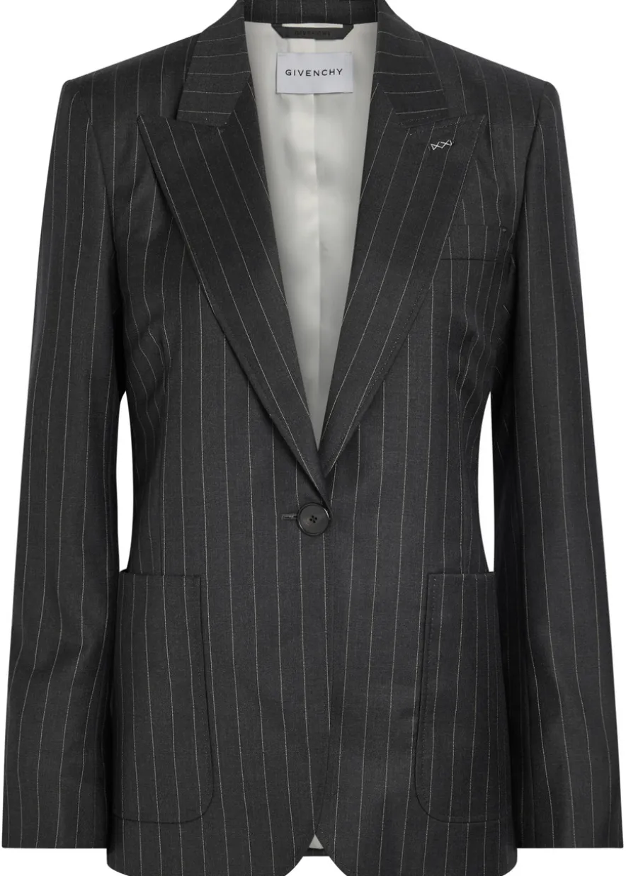 Pinstriped wool blazer