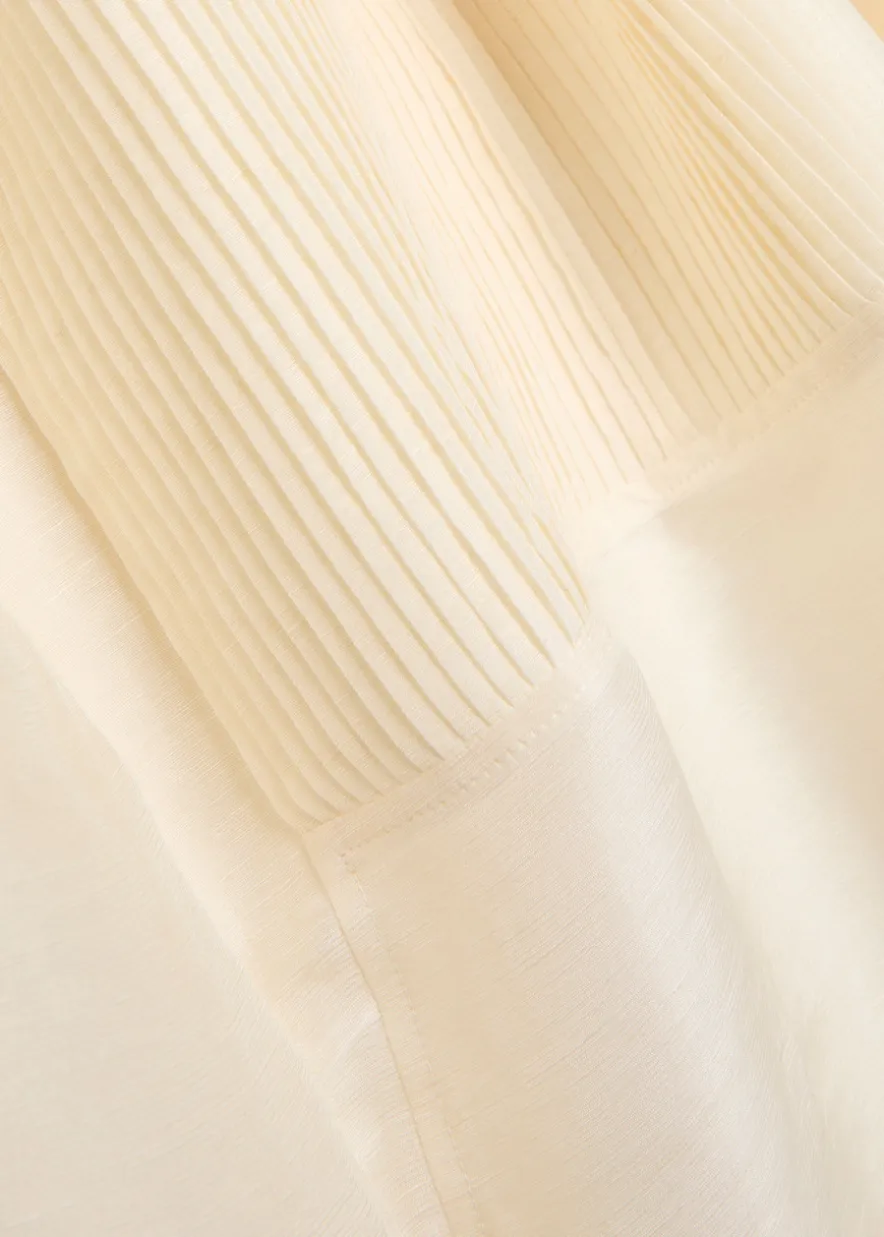 Pintucked linen and silk-blend tunic