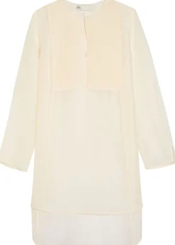 Pintucked linen and silk-blend tunic
