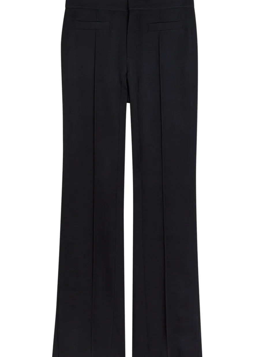 Pintuck flared-leg wool trousers