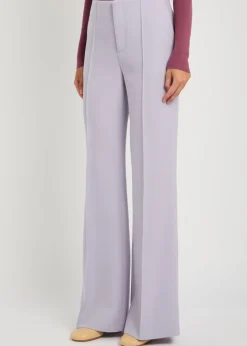 Pintuck flared-leg wool trousers