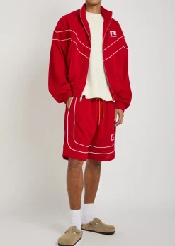 Pipe-trimmed mesh track jacket
