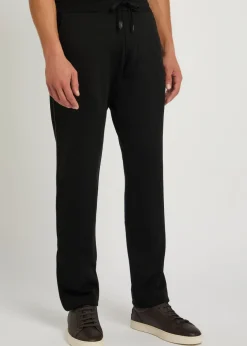 Pipe-trimmed straight-leg wool track pants