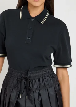 Piqué cotton and shell mini skirt