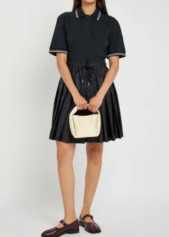 Piqué cotton and shell mini skirt