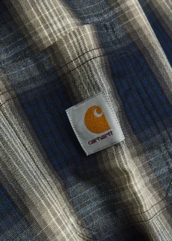Plaid logo-appliqué woven shirt