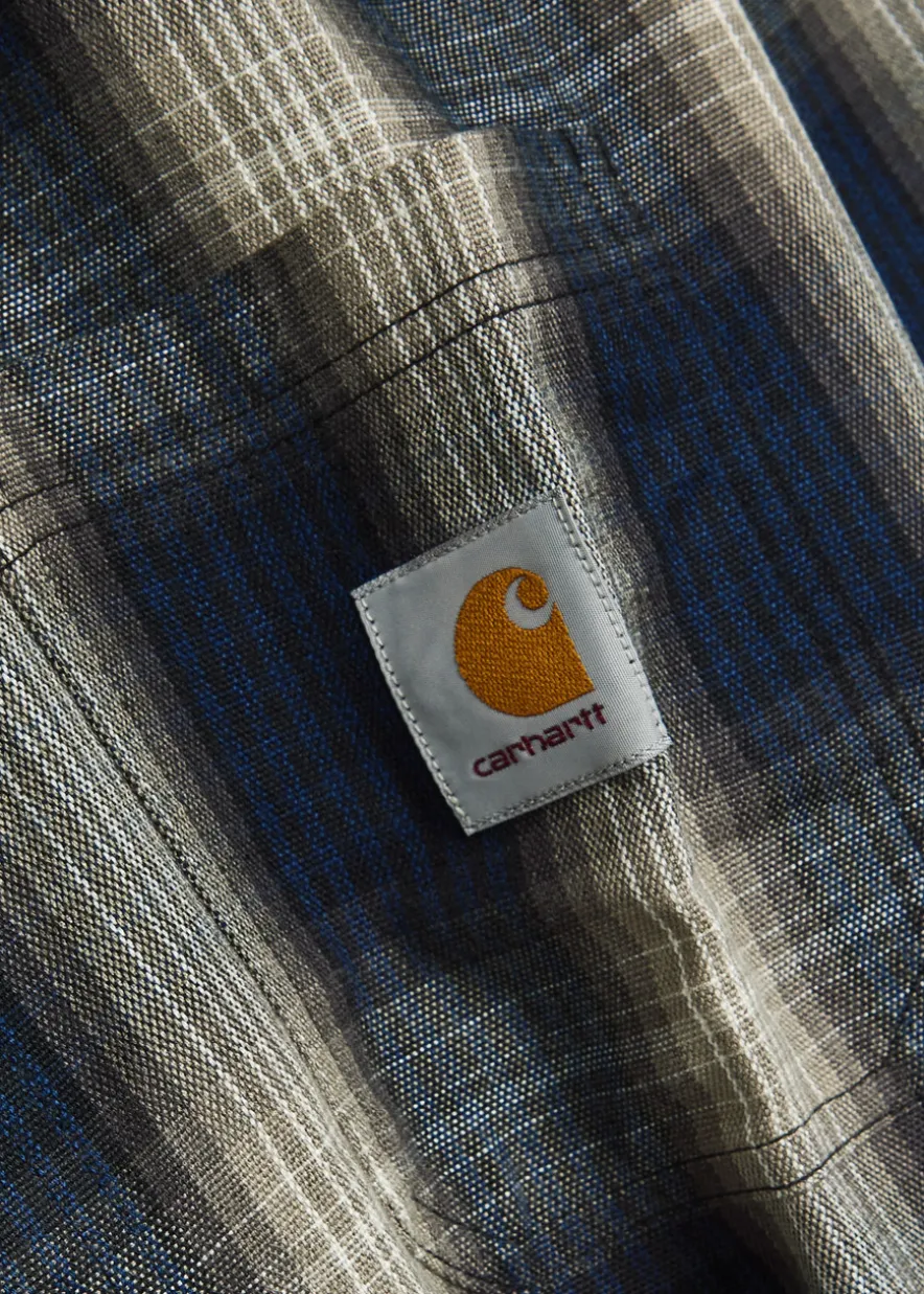 Plaid logo-appliqué woven shirt