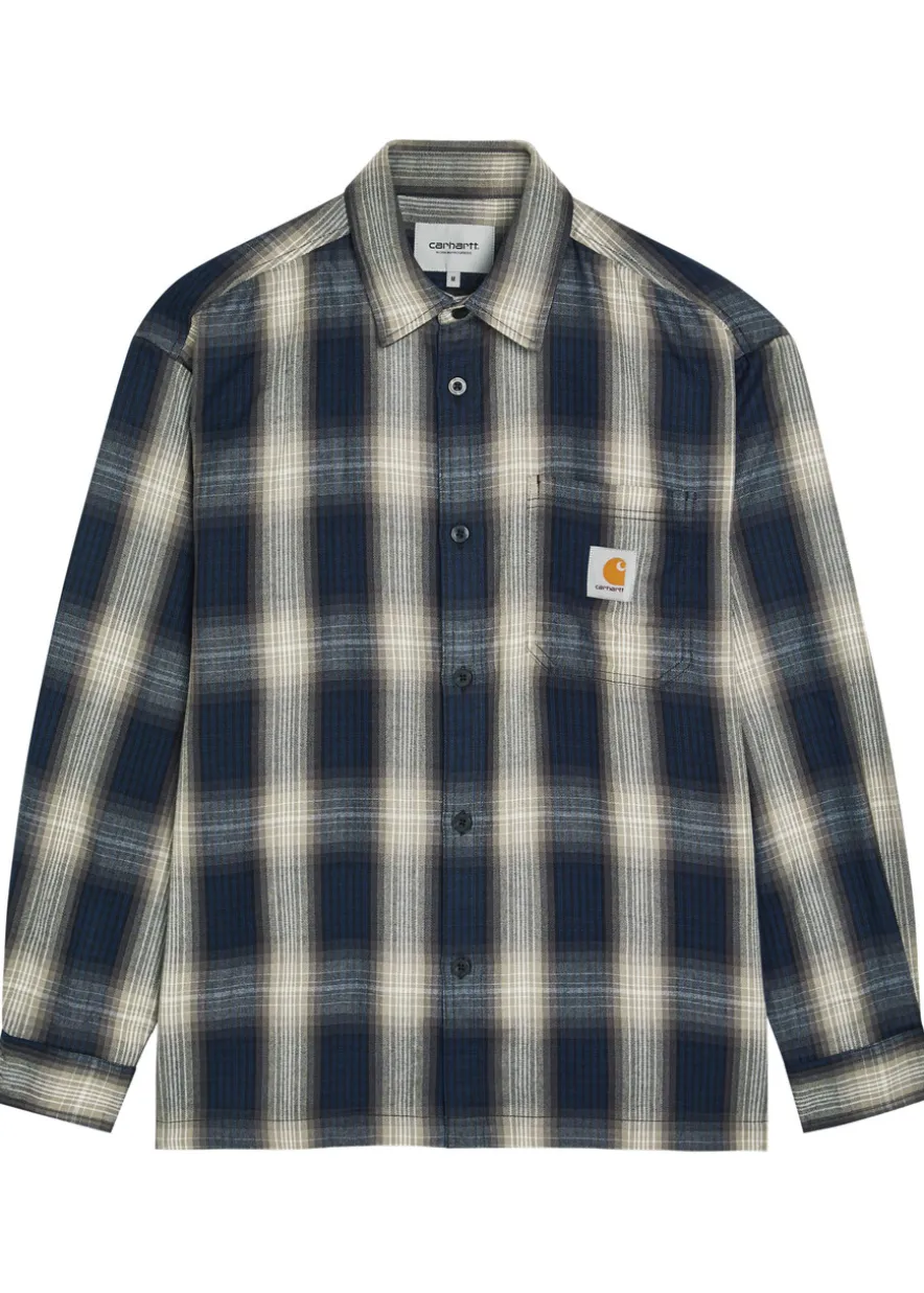 Plaid logo-appliqué woven shirt
