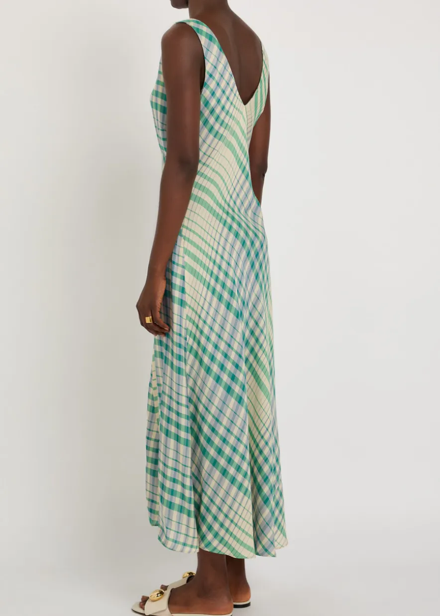 Plaid woven midi dress