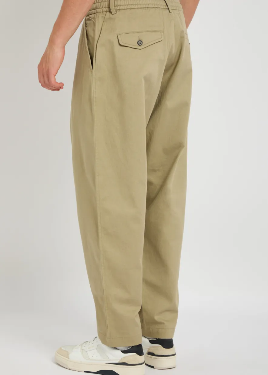 Pleated cotton-twill trousers