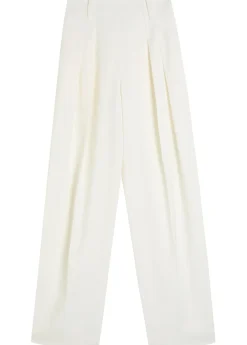 Pleated high-rise wool-blend trousers