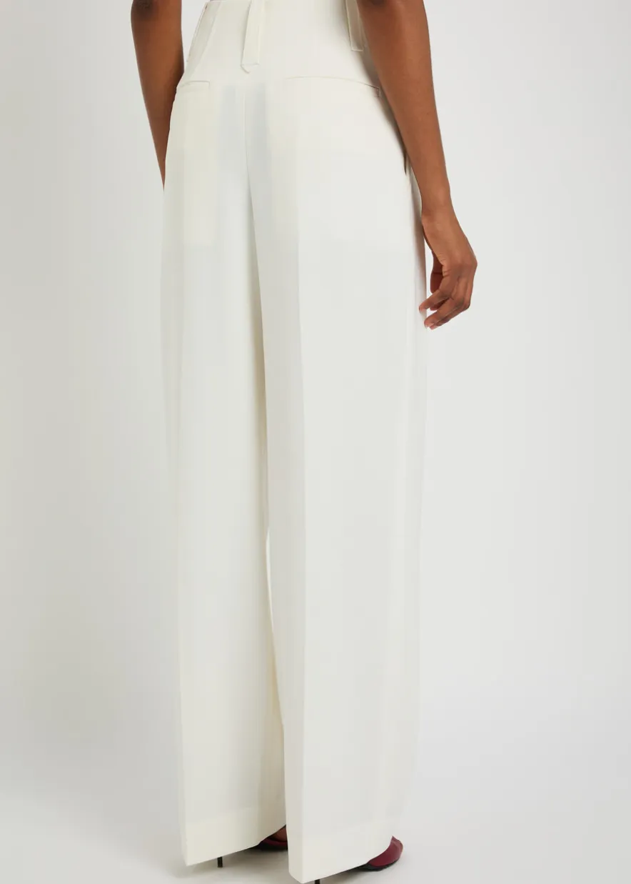 Pleated high-rise wool-blend trousers
