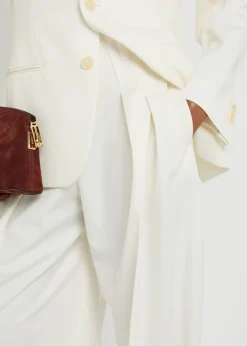 Pleated high-rise wool-blend trousers