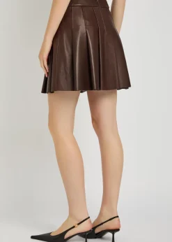 Pleated leather mini skirt