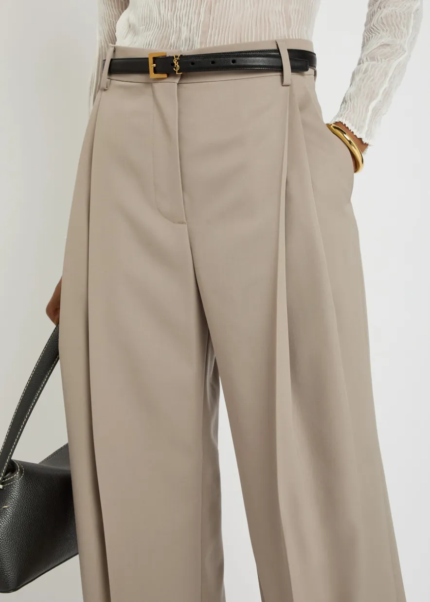 Pleated straight-leg trousers
