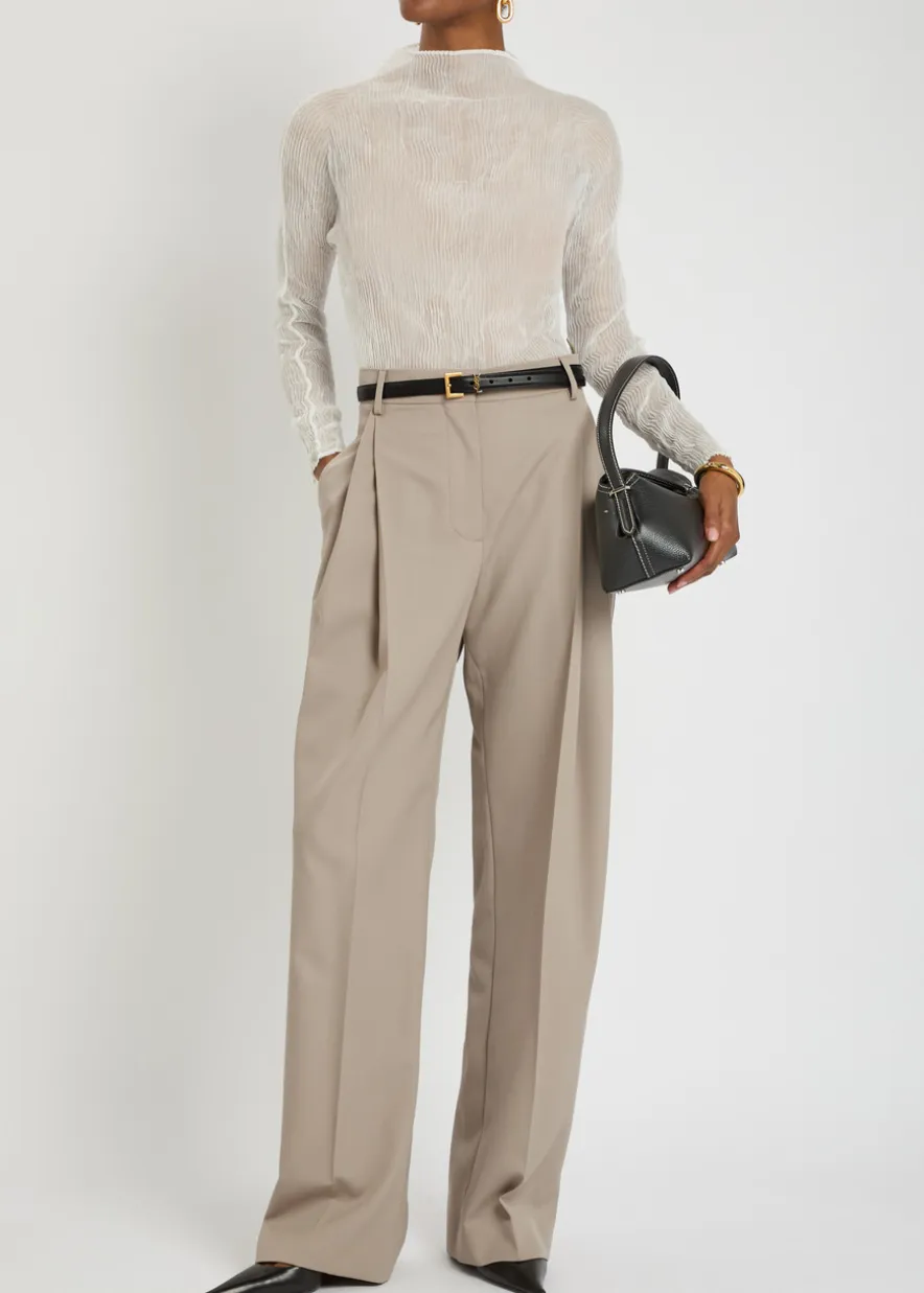 Pleated straight-leg trousers