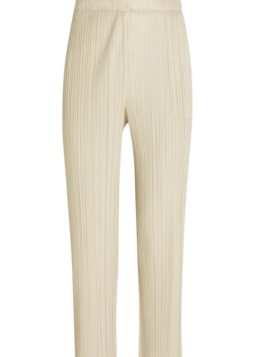 Pleated straight-leg woven cropped trousers