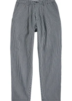 Pleated striped cotton-twill trousers