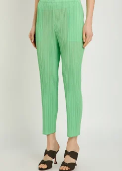 Pleated tapered-leg woven trousers
