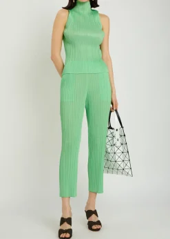 Pleated tapered-leg woven trousers