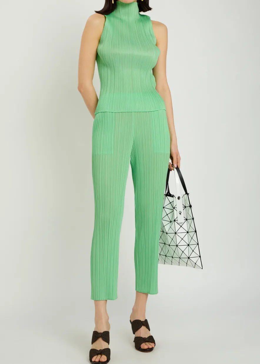 Pleated tapered-leg woven trousers