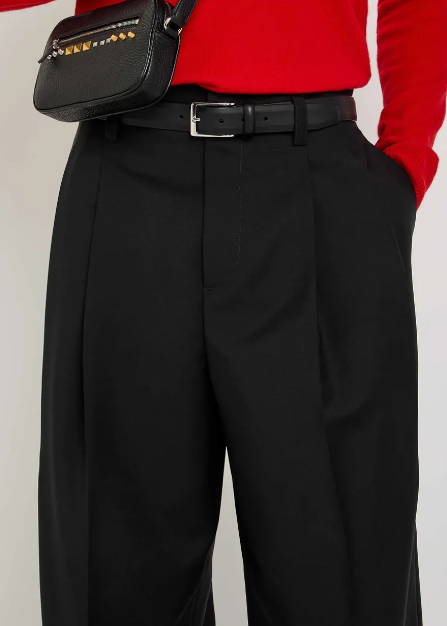 Pleated wool trousers