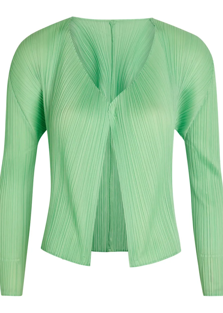 Pleated woven cardigan