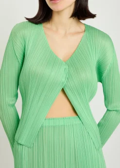 Pleated woven cardigan
