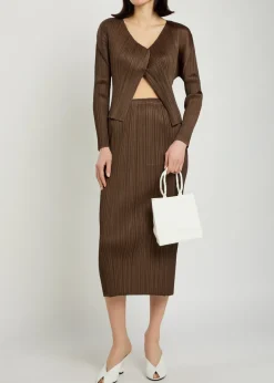 Pleated woven cardigan