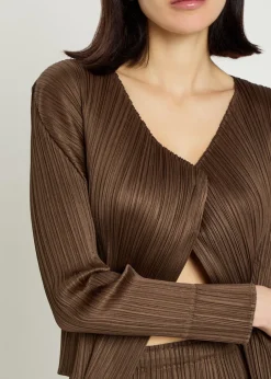 Pleated woven cardigan