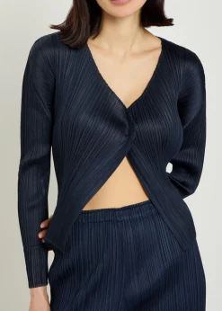 Pleated woven cardigan