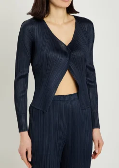 Pleated woven cardigan