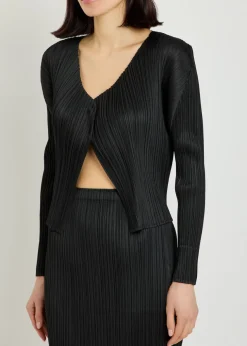 Pleated woven cardigan
