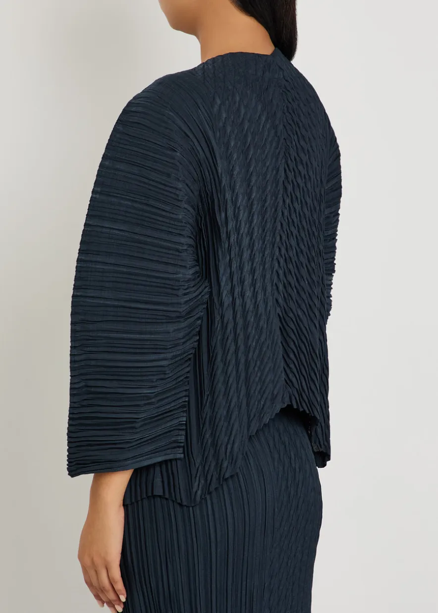 Pleated woven cardigan