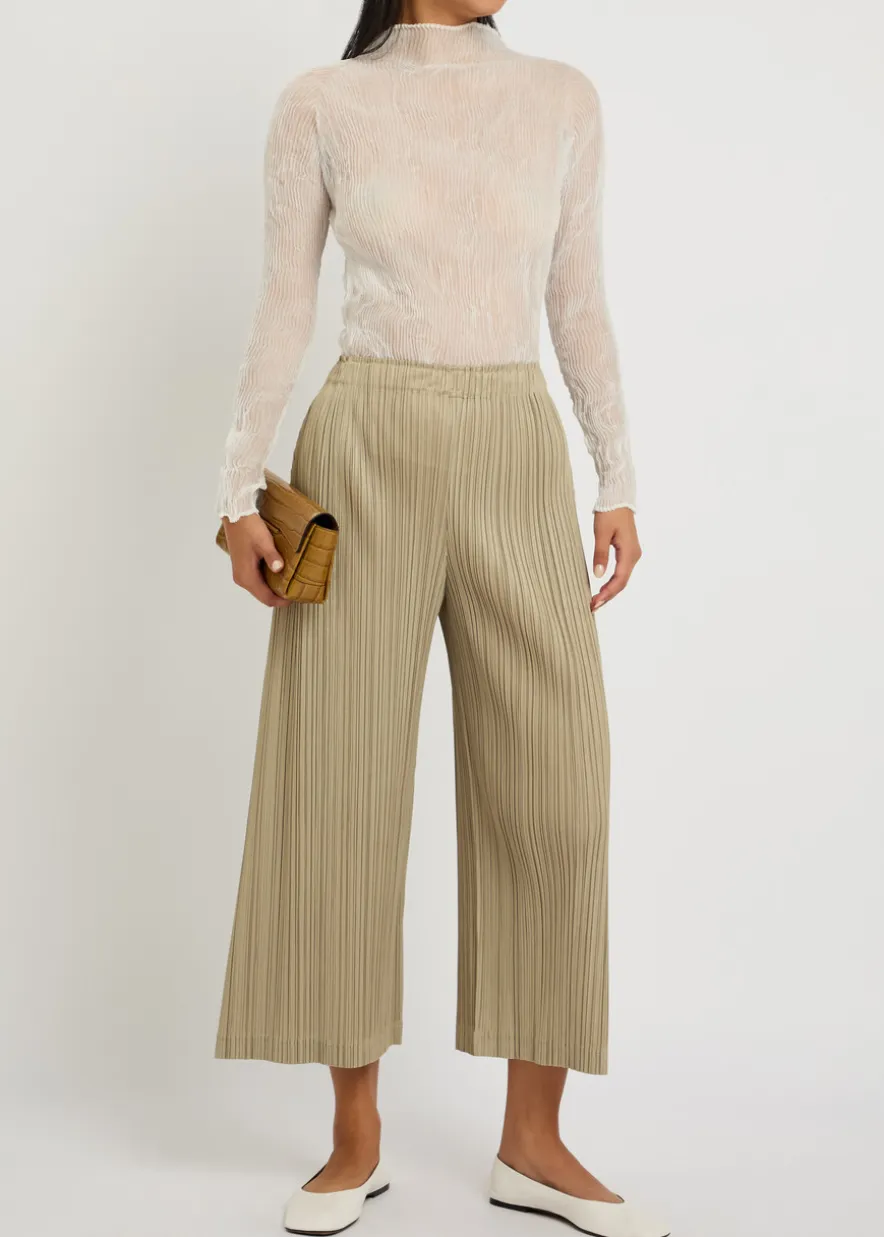 Pleated woven cropped trousers