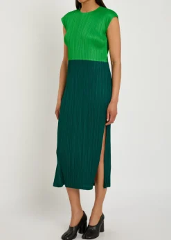 Pleated woven midi dress