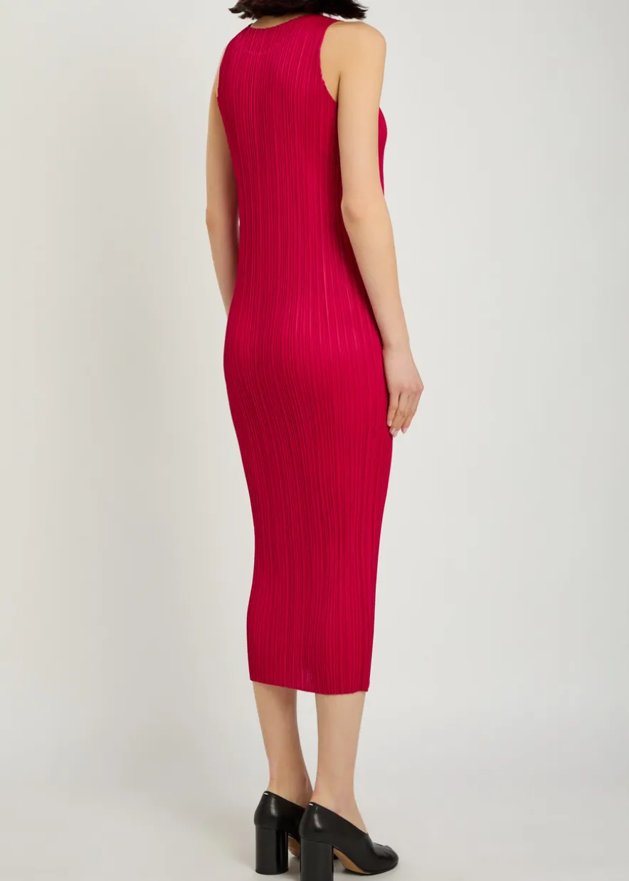 Pleated woven midi dress