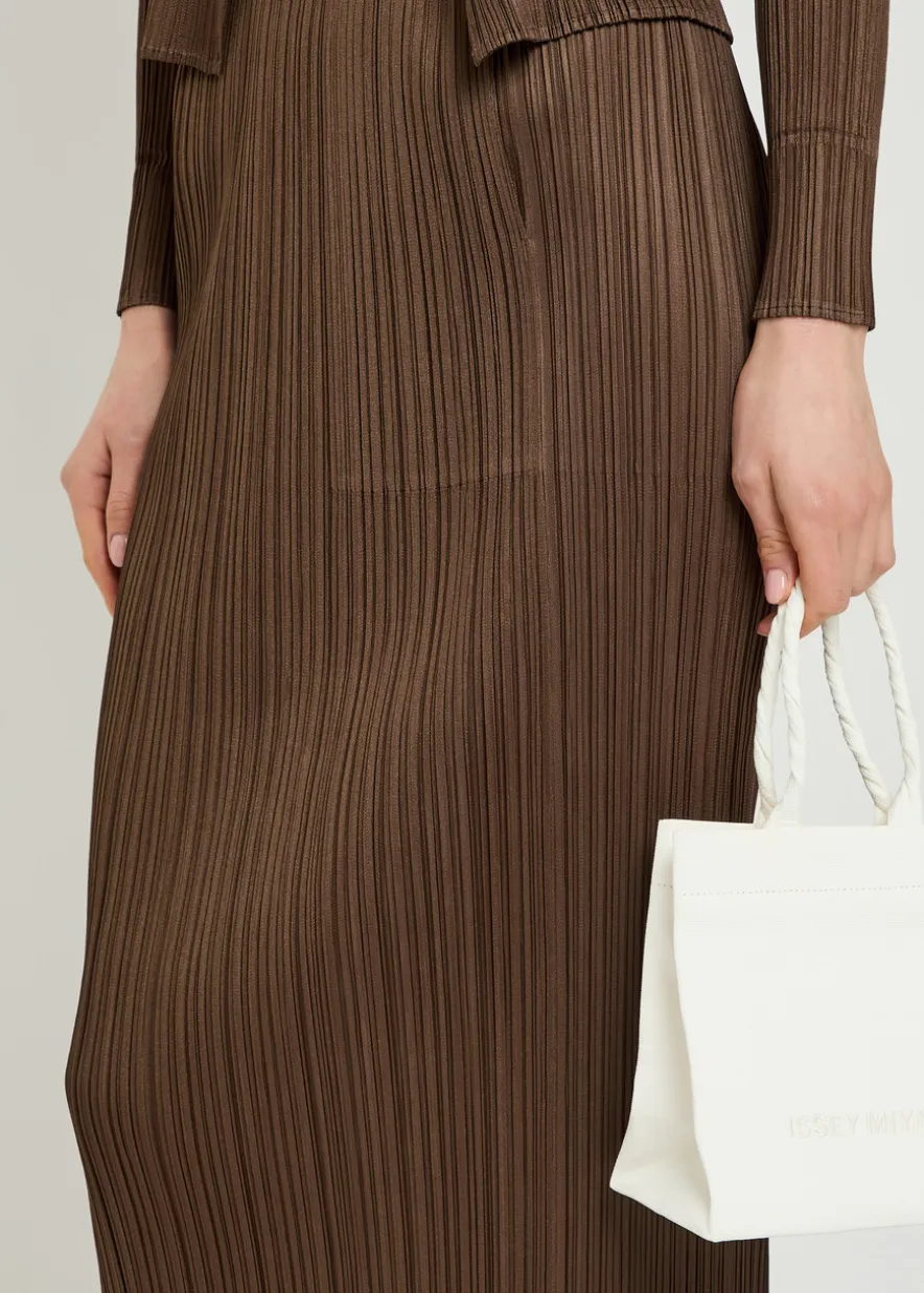 Pleated woven midi skirt
