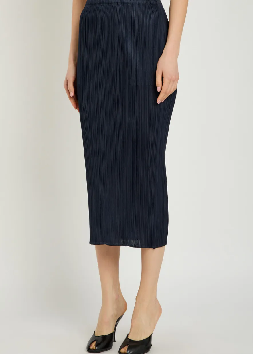 Pleated woven midi skirt