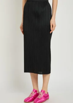 Pleated woven midi skirt