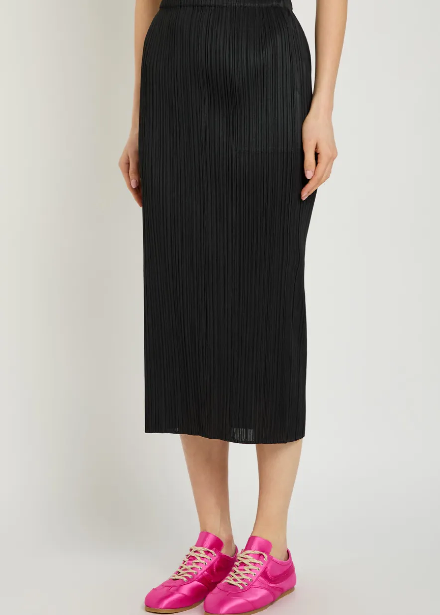 Pleated woven midi skirt