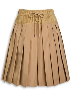 Pleated woven mini skirt
