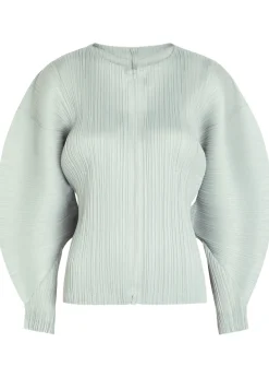 Pleated zip-through woven top
