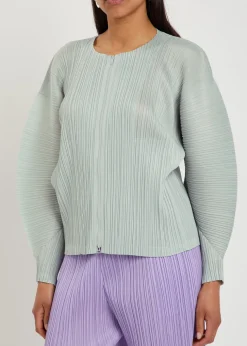 Pleated zip-through woven top