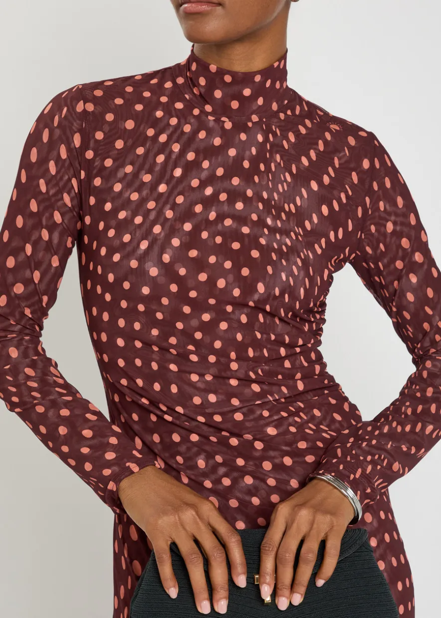 Polka dot mesh maxi dress