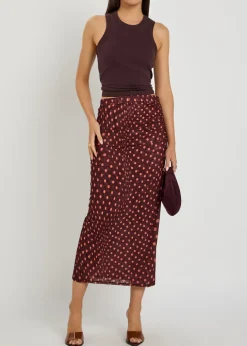 Polka dot mesh midi skirt