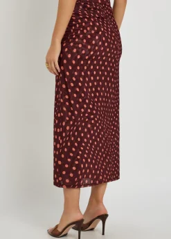 Polka dot mesh midi skirt