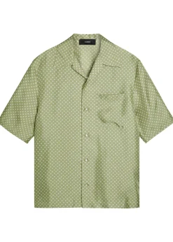 Polka Dot pearl button silk shirt
