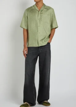 Polka Dot pearl button silk shirt